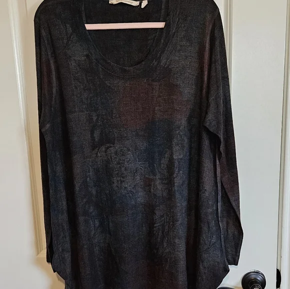 Soft Surroundings Green Brown Floral Tunic Sweater Women's Size 1X - Picture 4 of 10